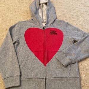 Hooded zipper sweatshirt.